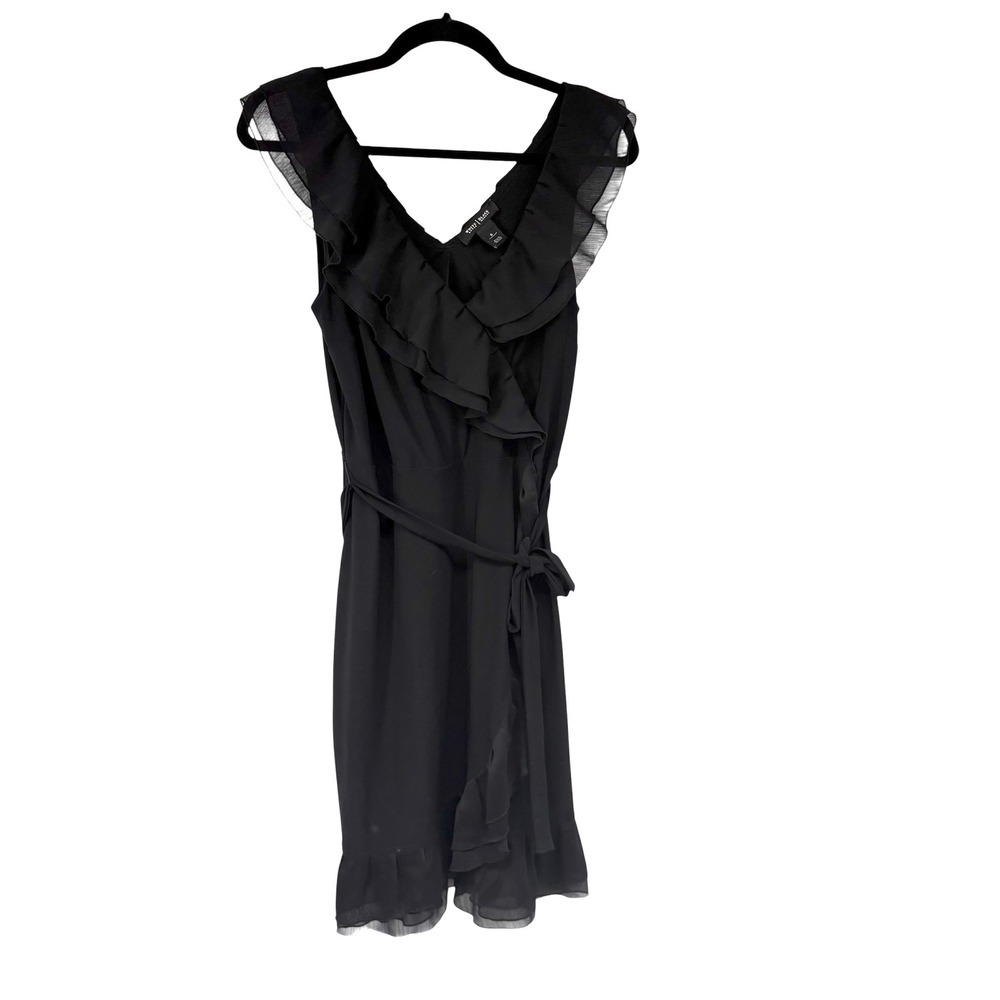 White House Black Market Black Faux Wrap Sleeveless Dress Womens 6